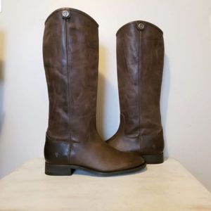 Frye 7.5 melissa button tall slate leather boots